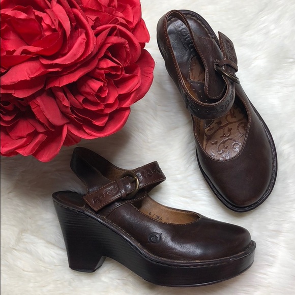 Born Shoes - Born Leather Mary Jane Buckle Clogs
